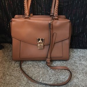 Brown handbag.